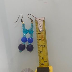 Long blue different shades of blue earrings